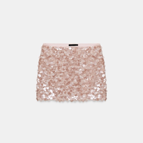 Zara Dresses & Skirts - Zara Blush Sequin Mini Skirt